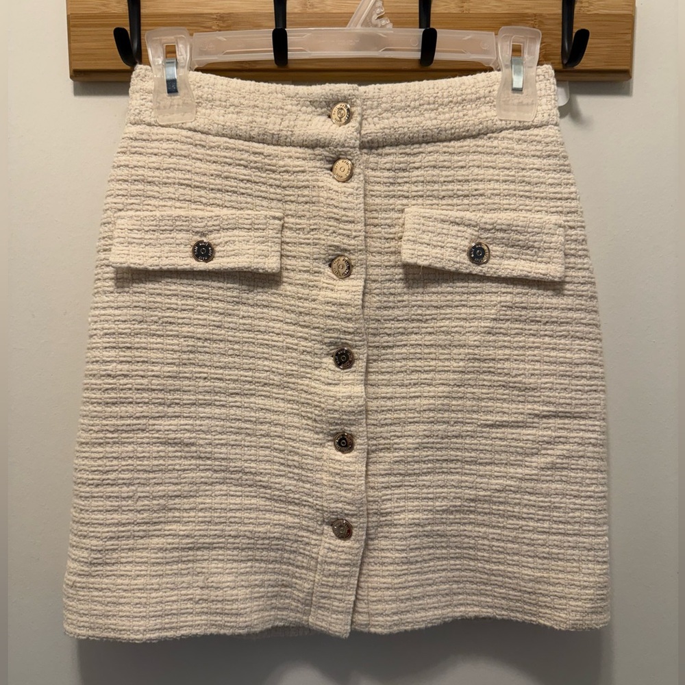 Maje Tweed Ecru Skirt Size 36